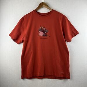 Life Is Good Shirt Womens L Orange Drummer Band Drums Short Sleeve Tee